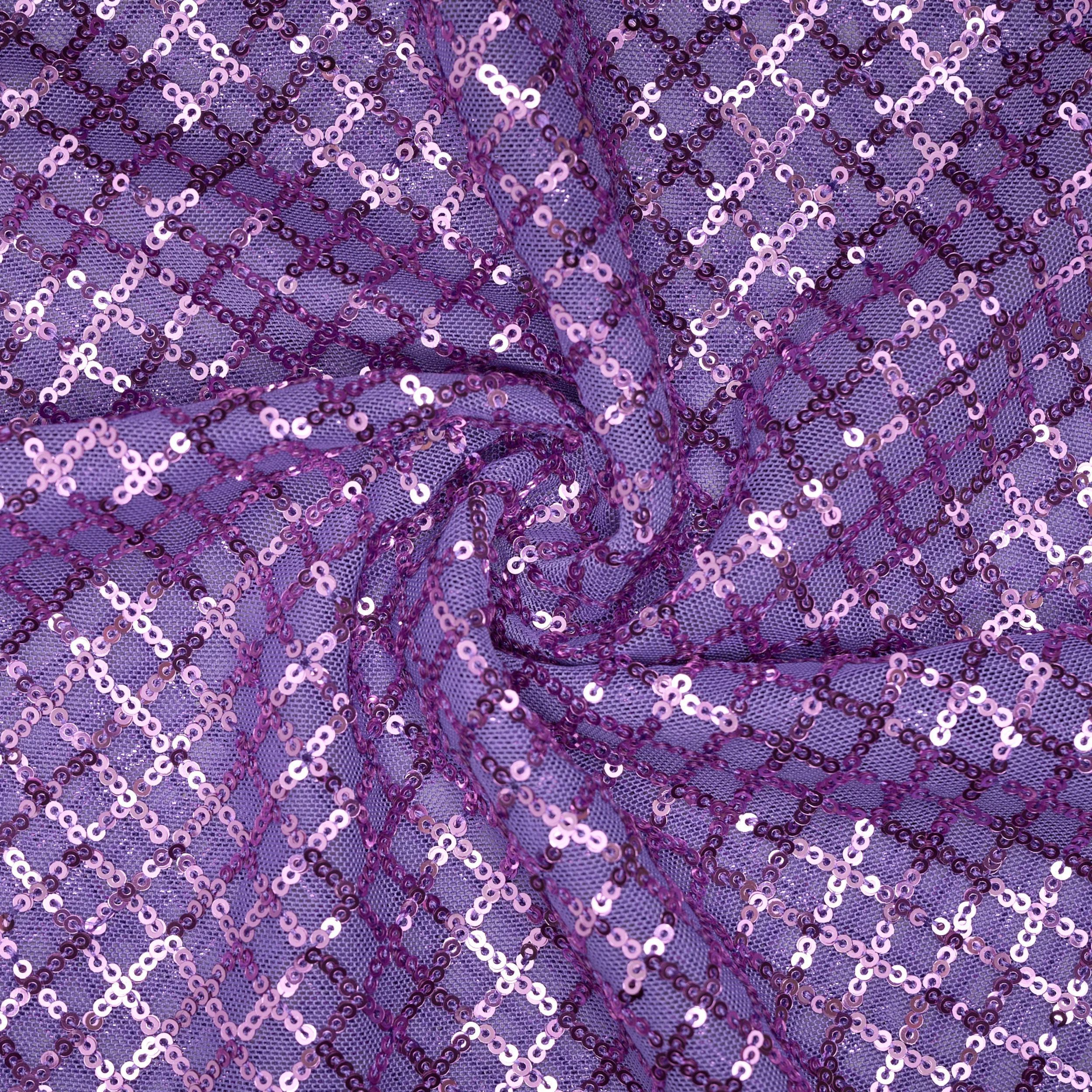 CLC-23986DSG-9E2780 DZIANINA POLIESTROWA Z CEKINAMI – FIOLETOWY | Fashiontree