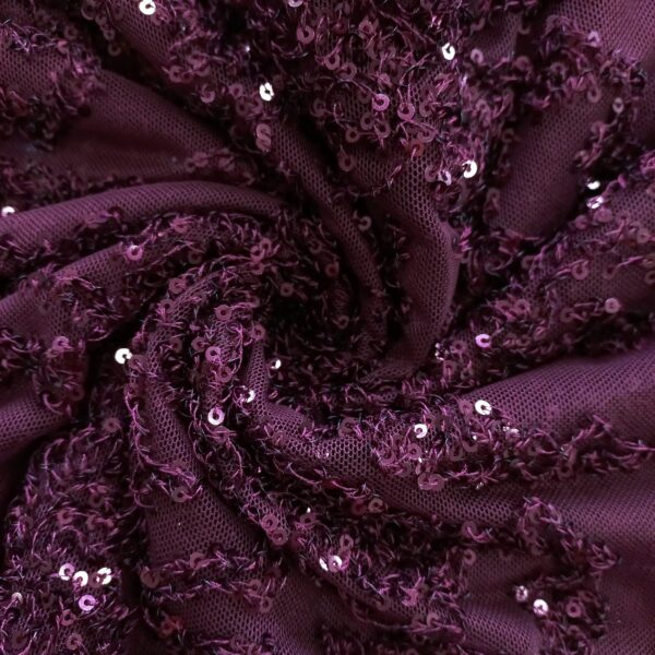 MESH EMBROIDERY WITH SEQUINS – MAROON | Fashiontree