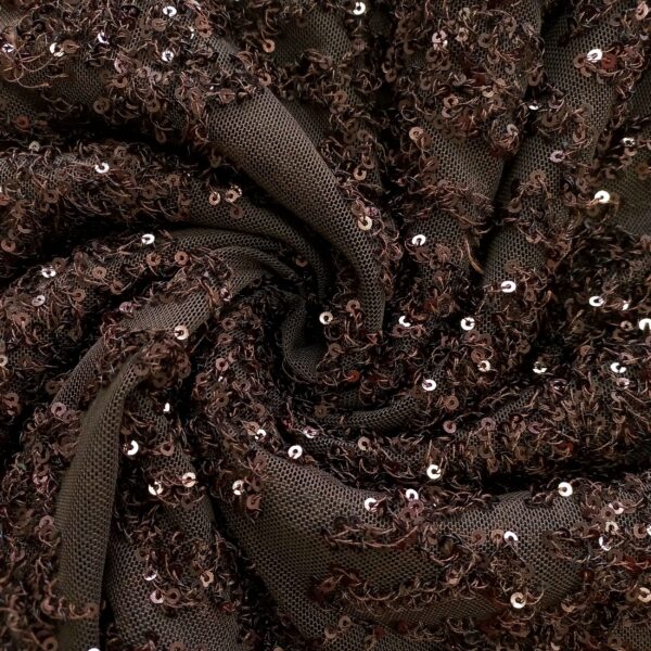 MESH EMBROIDERY WITH SEQUINS – BROWN | Fashiontree