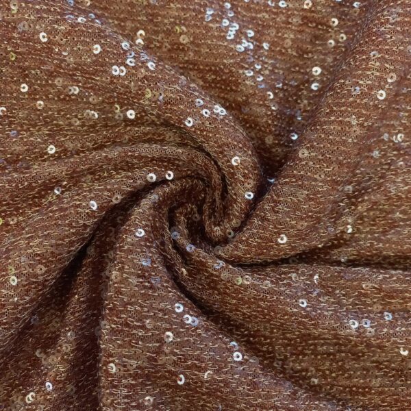 DZIANINA POLIESTROWA Z CEKINAMI – MOCHA | Fashiontree