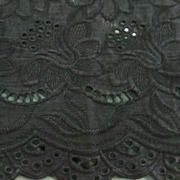 COTTON EMBROIDERY – BORDER – BLACK | Fashiontree