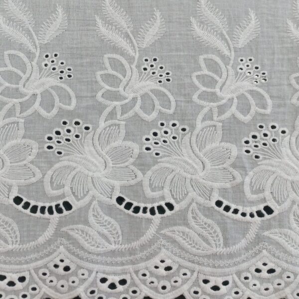 COTTON EMBROIDERY – BORDER – CREAM | Fashiontree