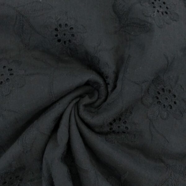 COTTON EMBROIDERY – FLOWERS – BLACK | Fashiontree