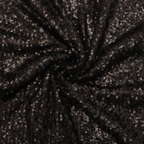 DZIANINA POLIESTROWA Z CEKINAMI – CZARNY | Fashiontree