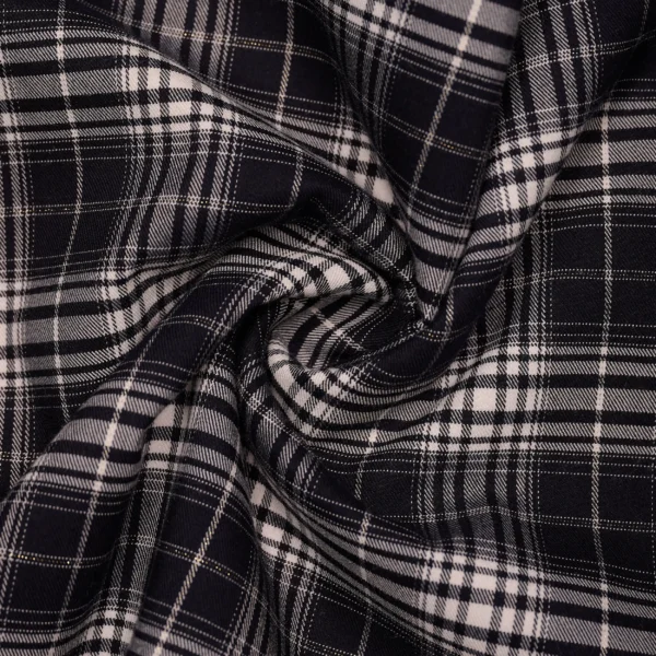 POLYESTER VISCOSE CHECK – NAVY | Fashiontree