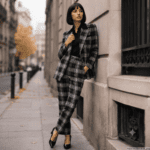 POLYESTER VISCOSE CHECK - BLACK - Image 2