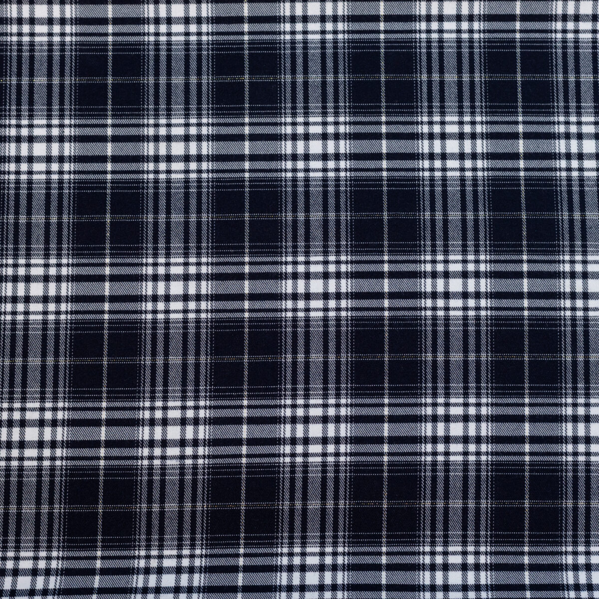 POLYESTER VISCOSE CHECK  - NAVY BLUE - Image 3