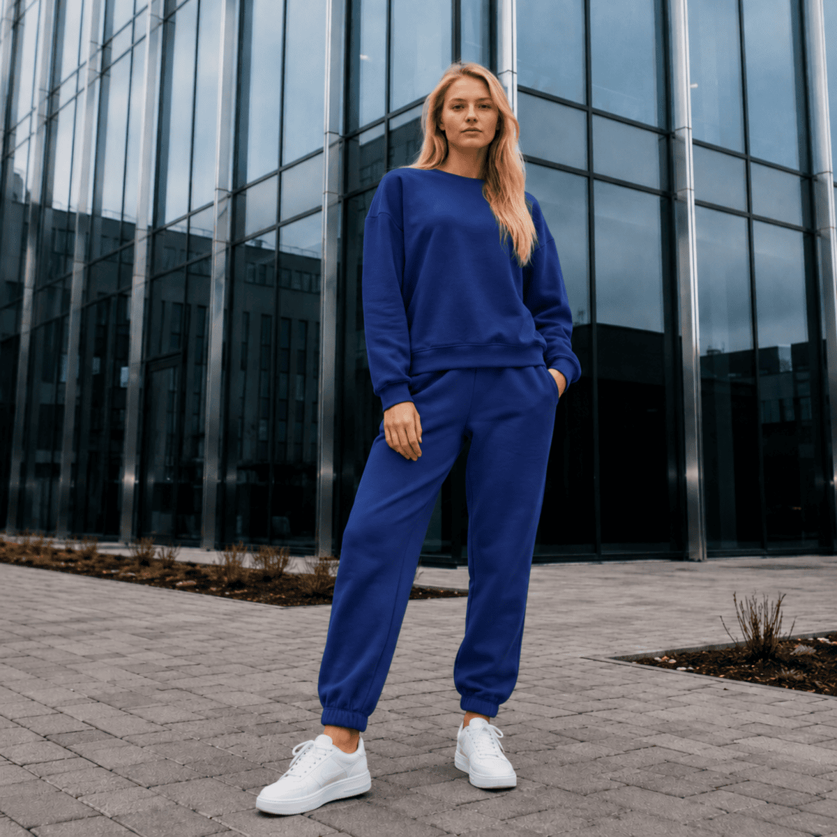 DZIANINA BAWEŁNIANA DRESÓWKA  - KRÓLEWSKI NIEBIESKI - obrazek 2