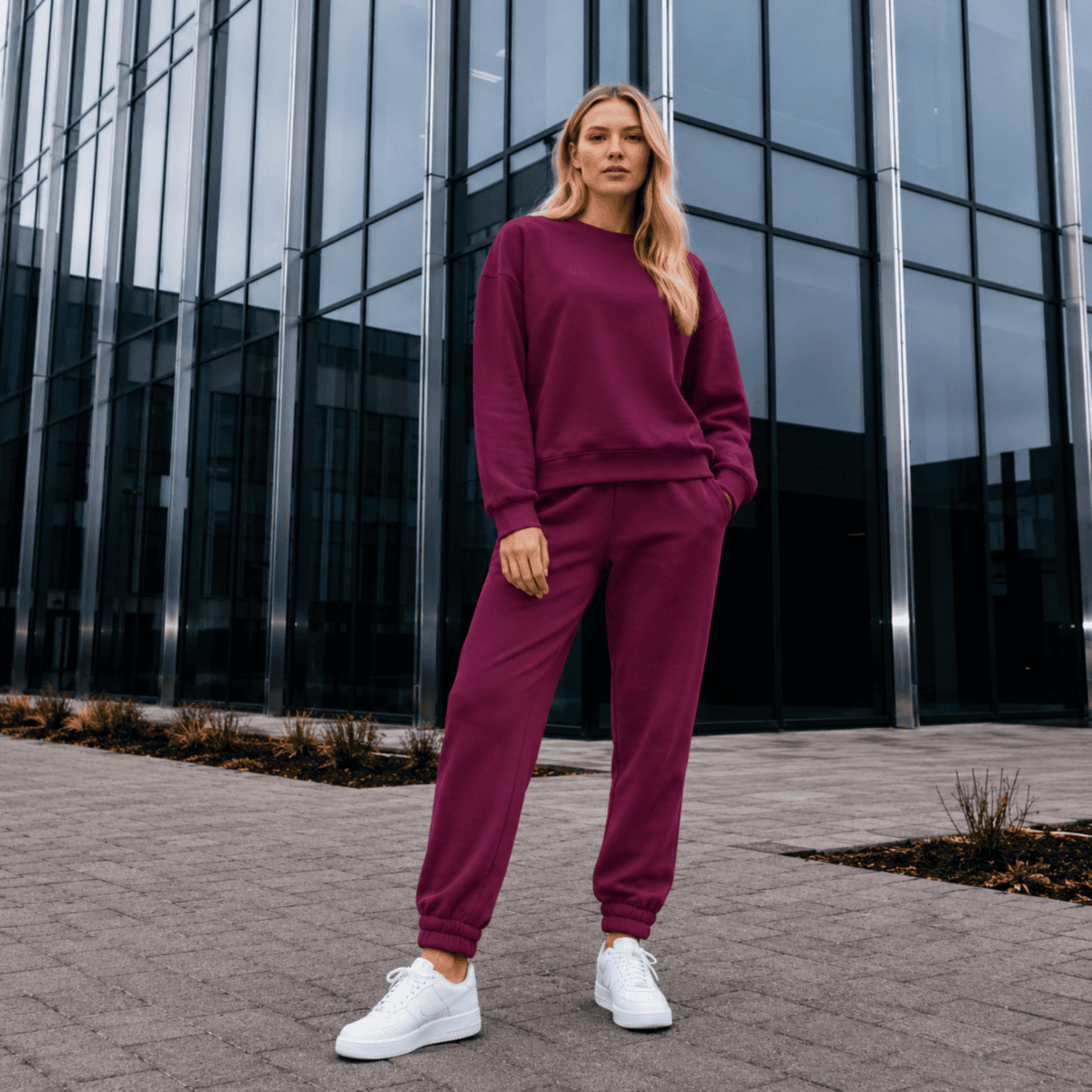 DZIANINA BAWEŁNIANA DRESÓWKA - BURGUND - obrazek 2