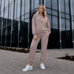 DZIANINA BAWEŁNIANA DRESÓWKA  - JASNY BRĄZOWY - obrazek 2
