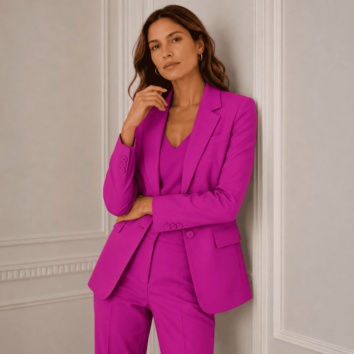 VISCOSE TWILL SUIT - FUCHSIA - Image 2