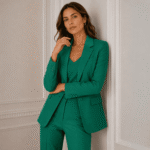 VISCOSE TWILL SUIT - EMERALD - Image 2