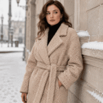 DZIANINA PŁASZCZE BOUCLE - CAMEL - obrazek 2