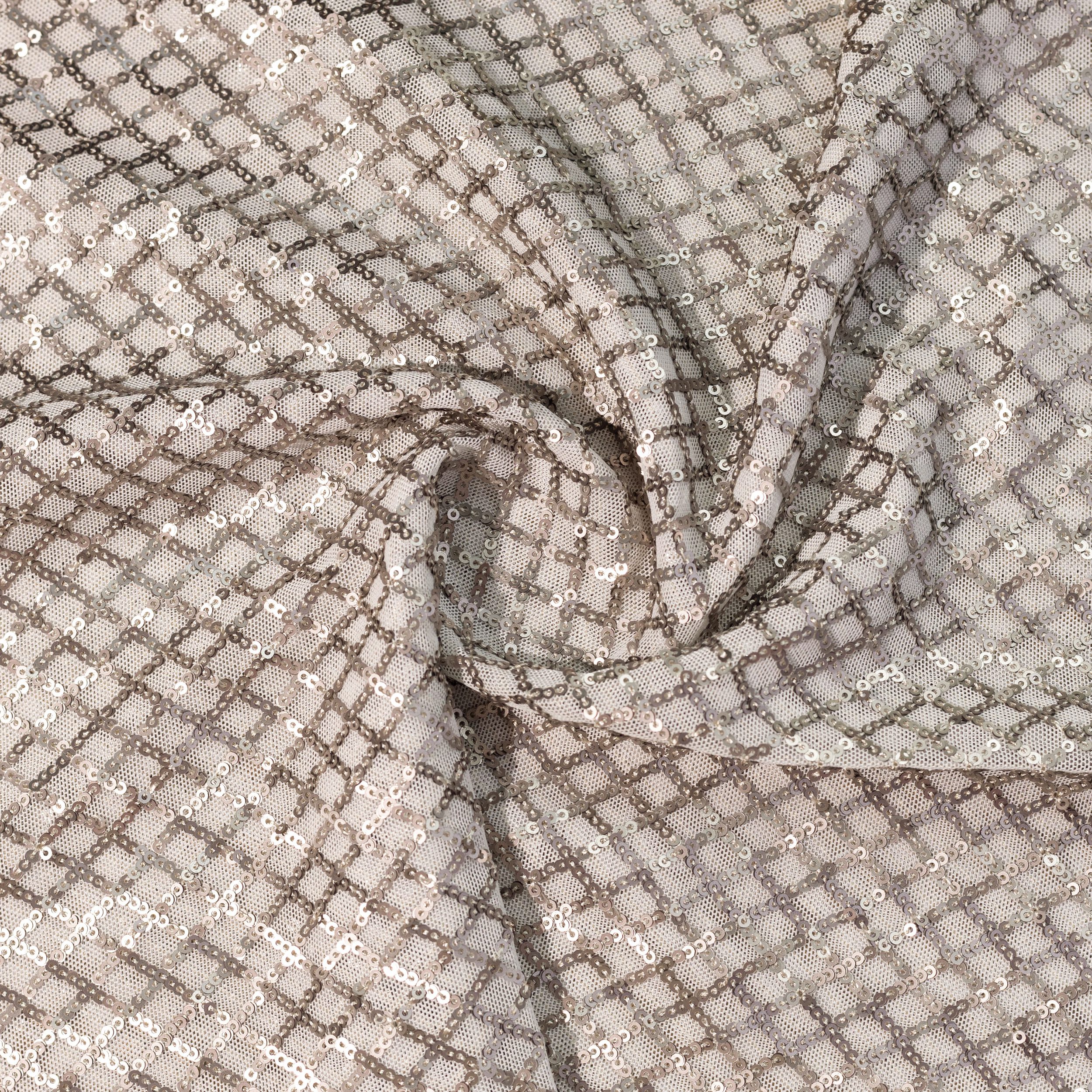 CLC-2398A-1-TWIRL MESH SEQUINS - BEIGE - Image 1