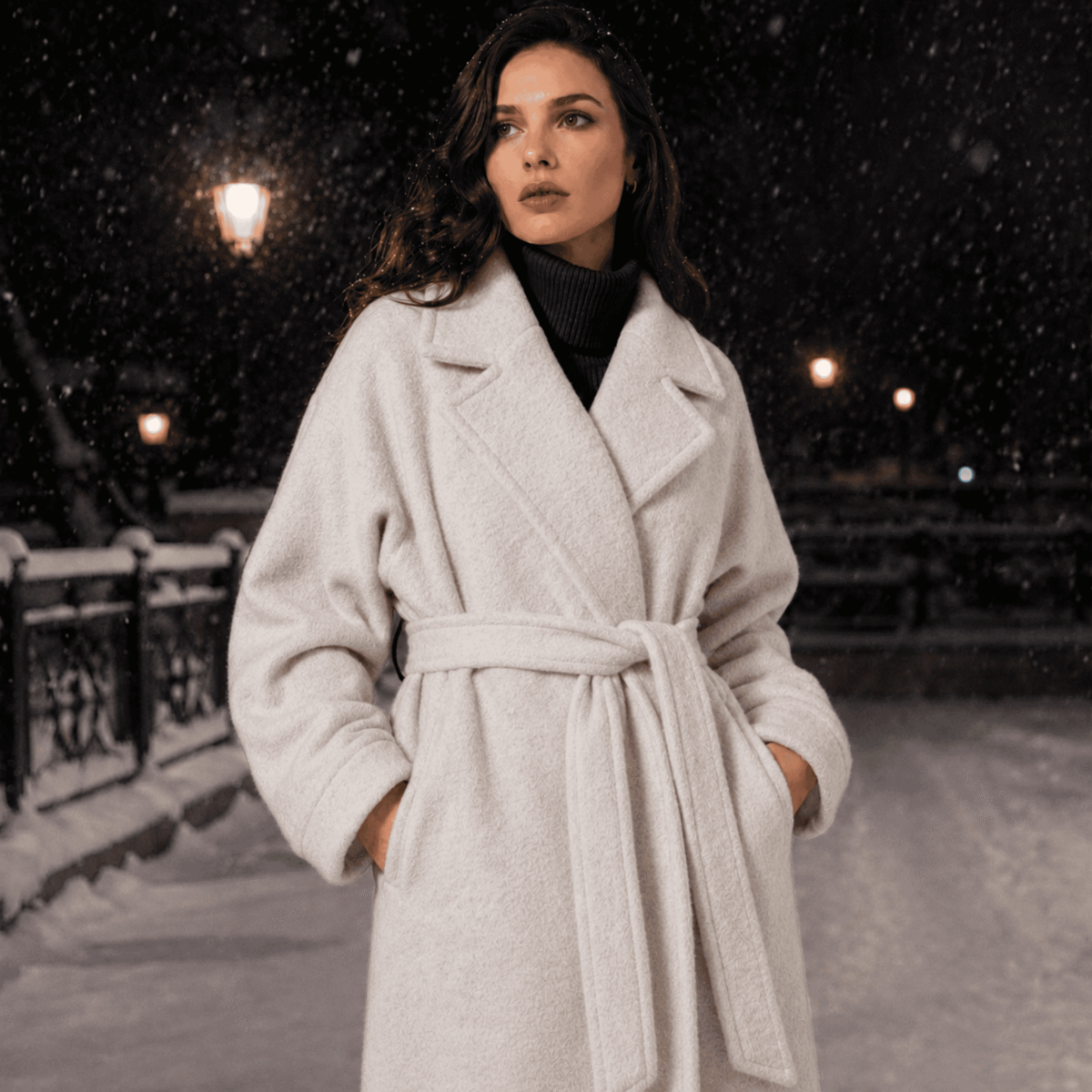 DZIANINA PŁASZCZE VIVIEN   - ZŁAMANA BIEL - obrazek 2