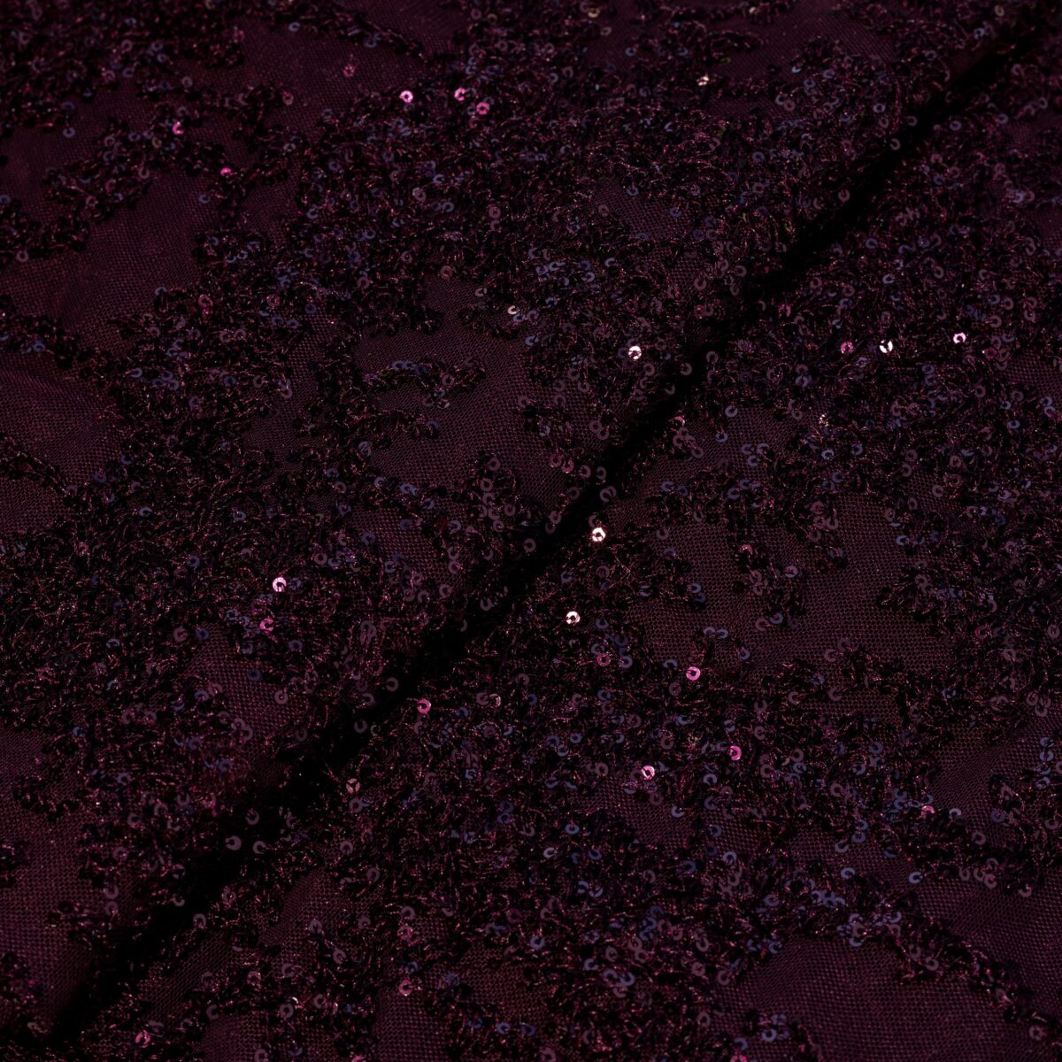 MESH EMBROIDERY WITH SEQUINS - MAROON - Image 3