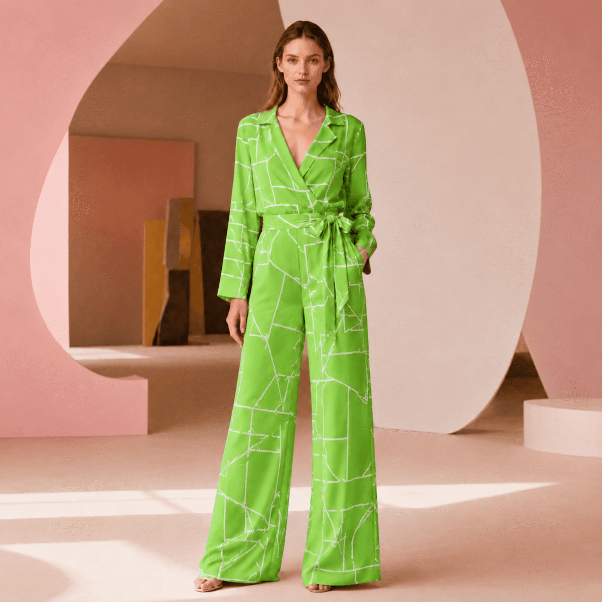 VISCOSE BELMANDO PRINT - GEOMETRIC - GREEN - Image 2