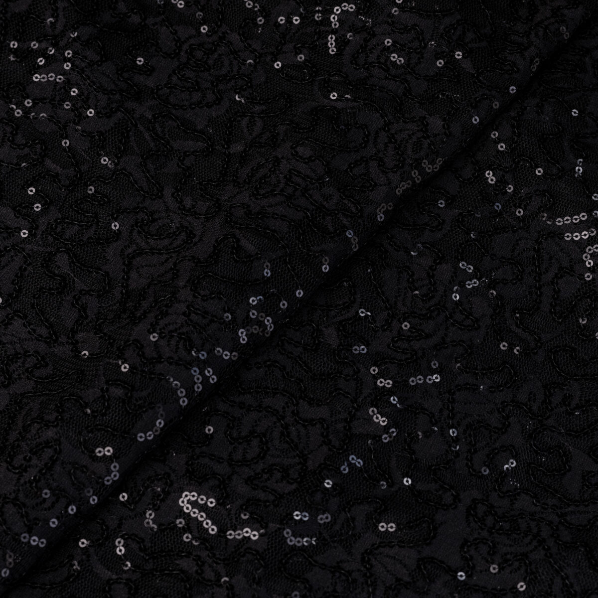 MESH EMBROIDERY WITH SEQUINS - BLACK - Image 3