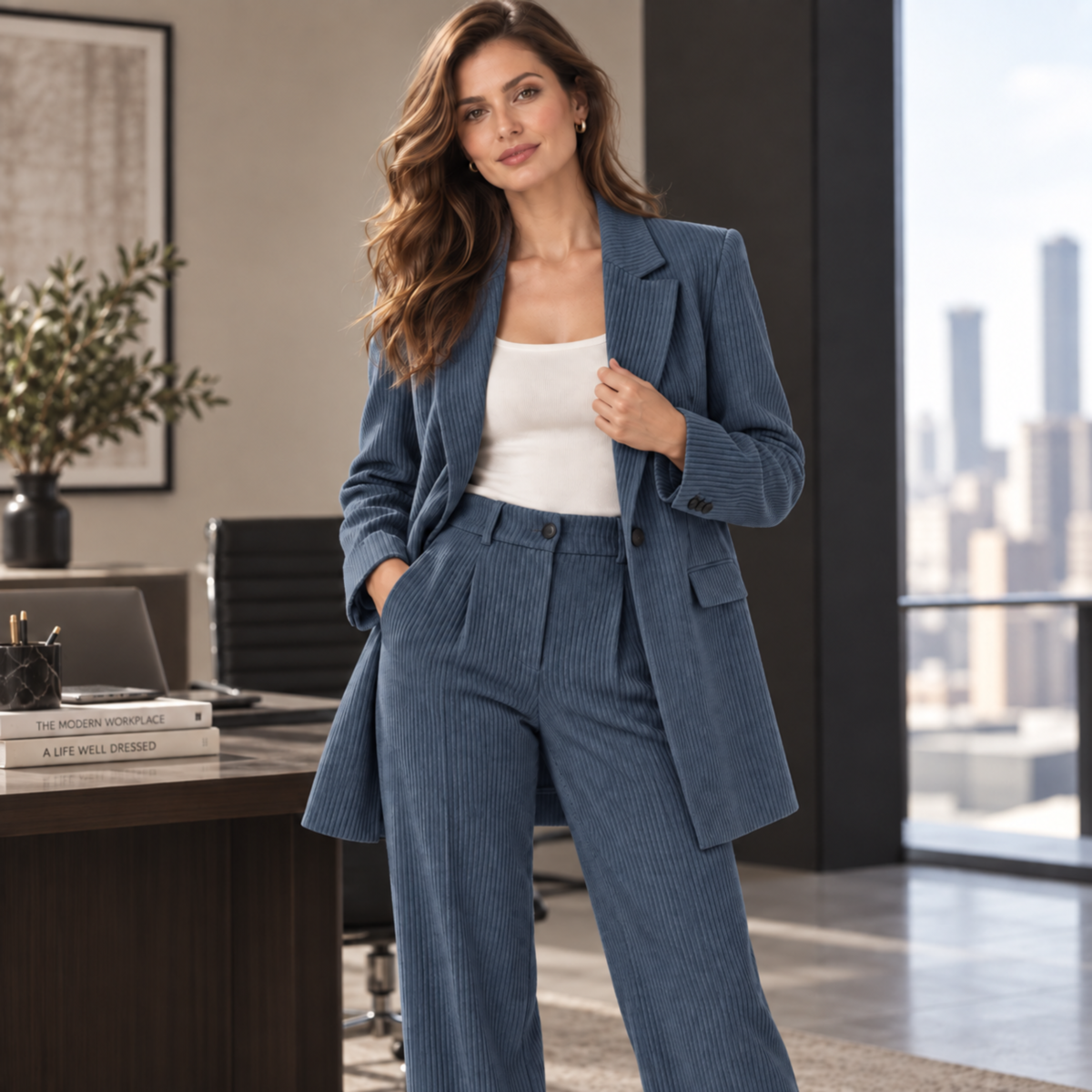 DZIANINA POLIESTROWA PRĄŻEK - DENIM - obrazek 2