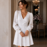 DZIANINA KORONKA ELASTYCZNA RACHEL - ZŁAMANA BIEL | Cekiny | CI-2900-3 | Fashiontree