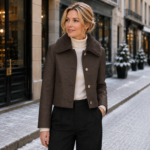 DZIANINA POLIESTROWA TEDDY ZE SZTUCZNĄ SKÓRĄ   - CIEMNY BRĄZOWY - obrazek 2
