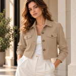 TKANINA BAWEŁNIANA ELASTYCZNA- CIEMNY BEŻOWY | Bawełna | CLC-2714-2 | Fashiontree
