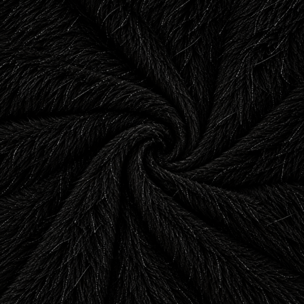 DZIANINA Z DŁUGIMI FRĘDZLAMI - CZARNY | Futro | CLC-2720-7 | Fashiontree
