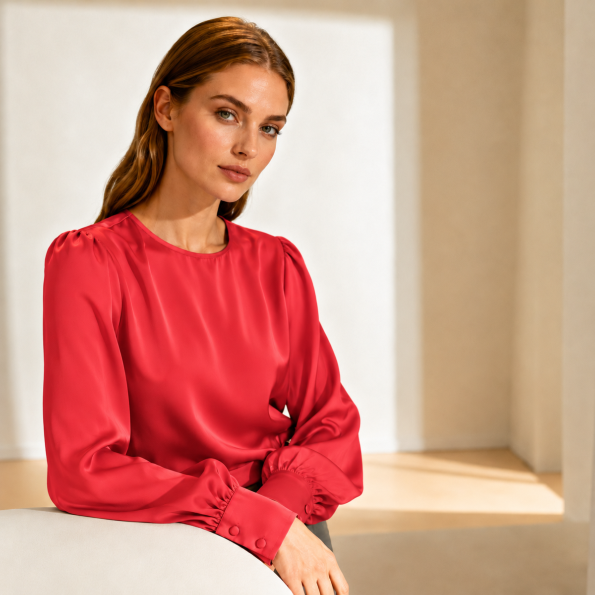 DOUBLE FACED SATIN - RED - Image 2