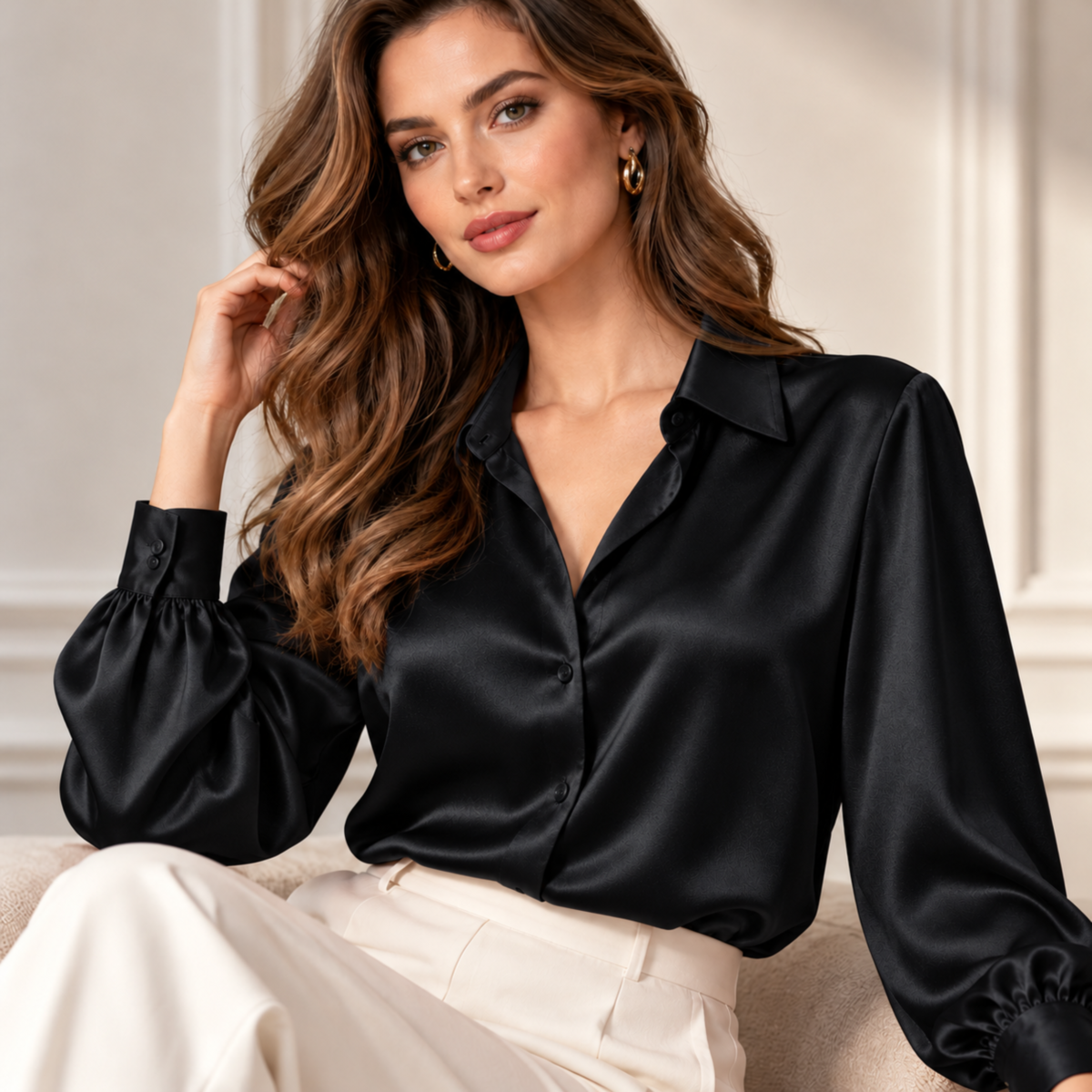 TKANINA JEDWAB 16MM - CZARNY | Biznesowe | CLC-2734-3 | Fashiontree