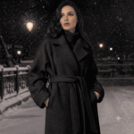 DZIANINA PŁASZCZE VIVIEN - CZARNY - obrazek 2