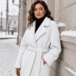 DZIANINA PŁASZCZE BOUCLE - KREMOWY - obrazek 2