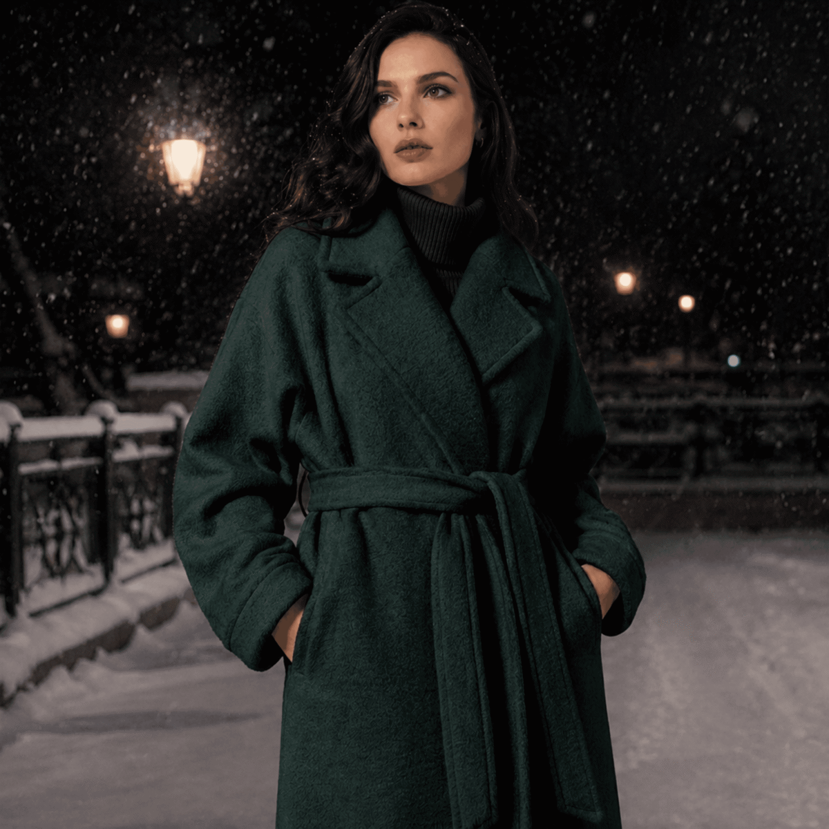 KNITTED OVERCOAT VIVIEN - BOTTLE GREEN - Image 2