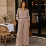 LINEN VISCOSE SPANDEX - CAMEL - Image 2