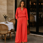 LINEN VISCOSE SPANDEX - ORANGE - Image 2