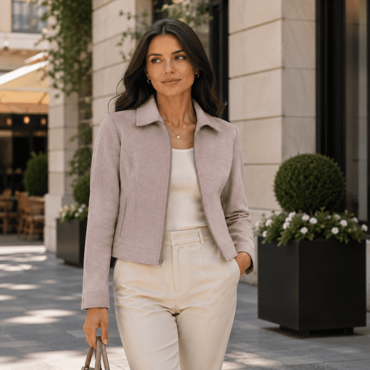 DZIANINA POLIESTROWA ZAMSZ - PIASKOWY - obrazek 2