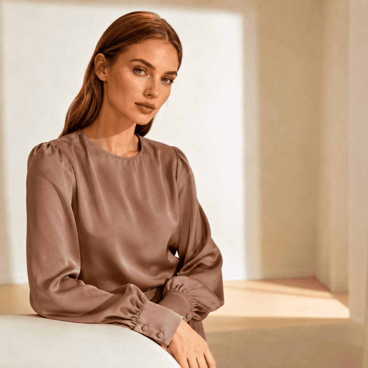 DOUBLE FACED SATIN - MOCHA - Image 2