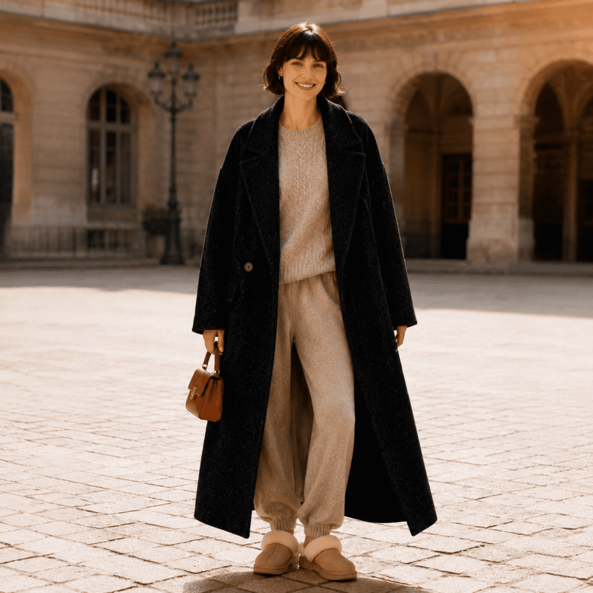 KNITTED OVERCOAT PERUGIA - BLACK - Image 2