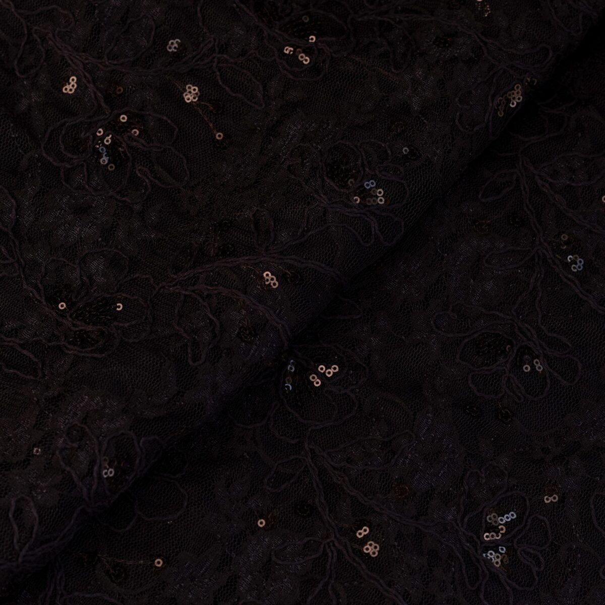 MESH EMBROIDERY WITH SEQUINS - BROWN - Image 3