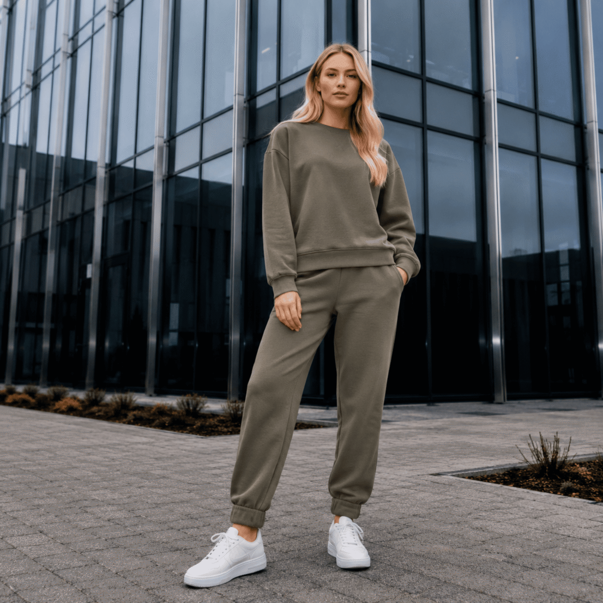 DZIANINA BAWEŁNIANA DRESÓWKA - KHAKI - obrazek 2