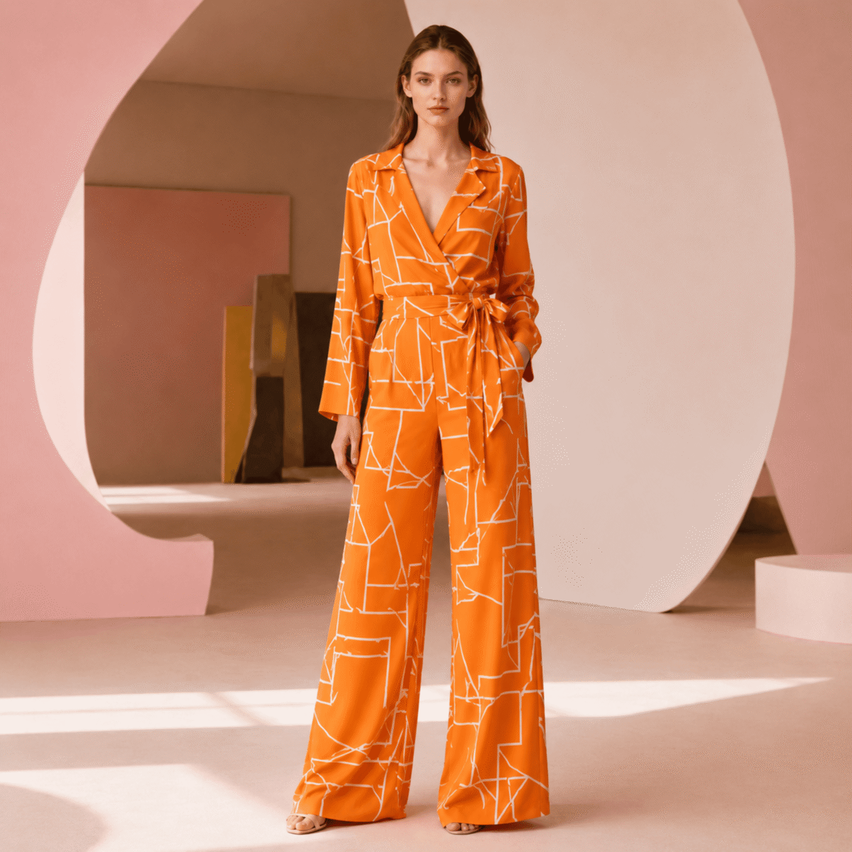VISCOSE BELMANDO PRINT - GEOMETRIC - ORANGE - Image 2