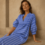 COTTON POLYESTER STRIPE YARN DYED - DENIM/WHITE - Image 2