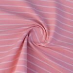 COTTON POLYESTER STRIPE YARN DYED - SALMON/WHITE