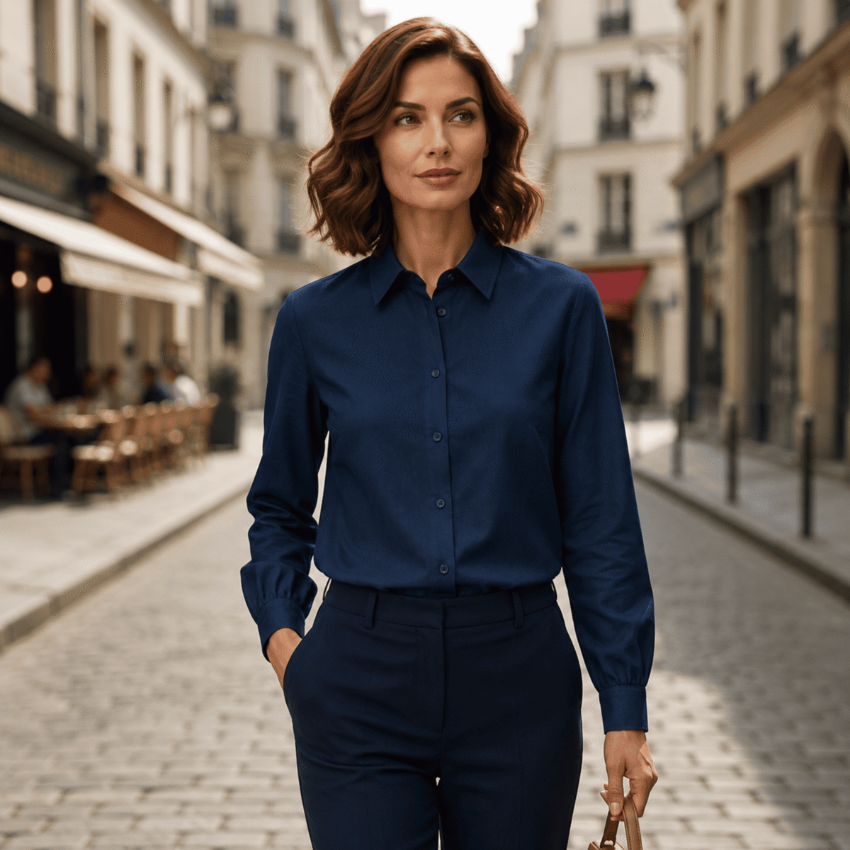 TKANINA DENIM BAWEŁNIANO STRETCH GŁADKO - CIEMNY NIEBIESKI - obrazek 2